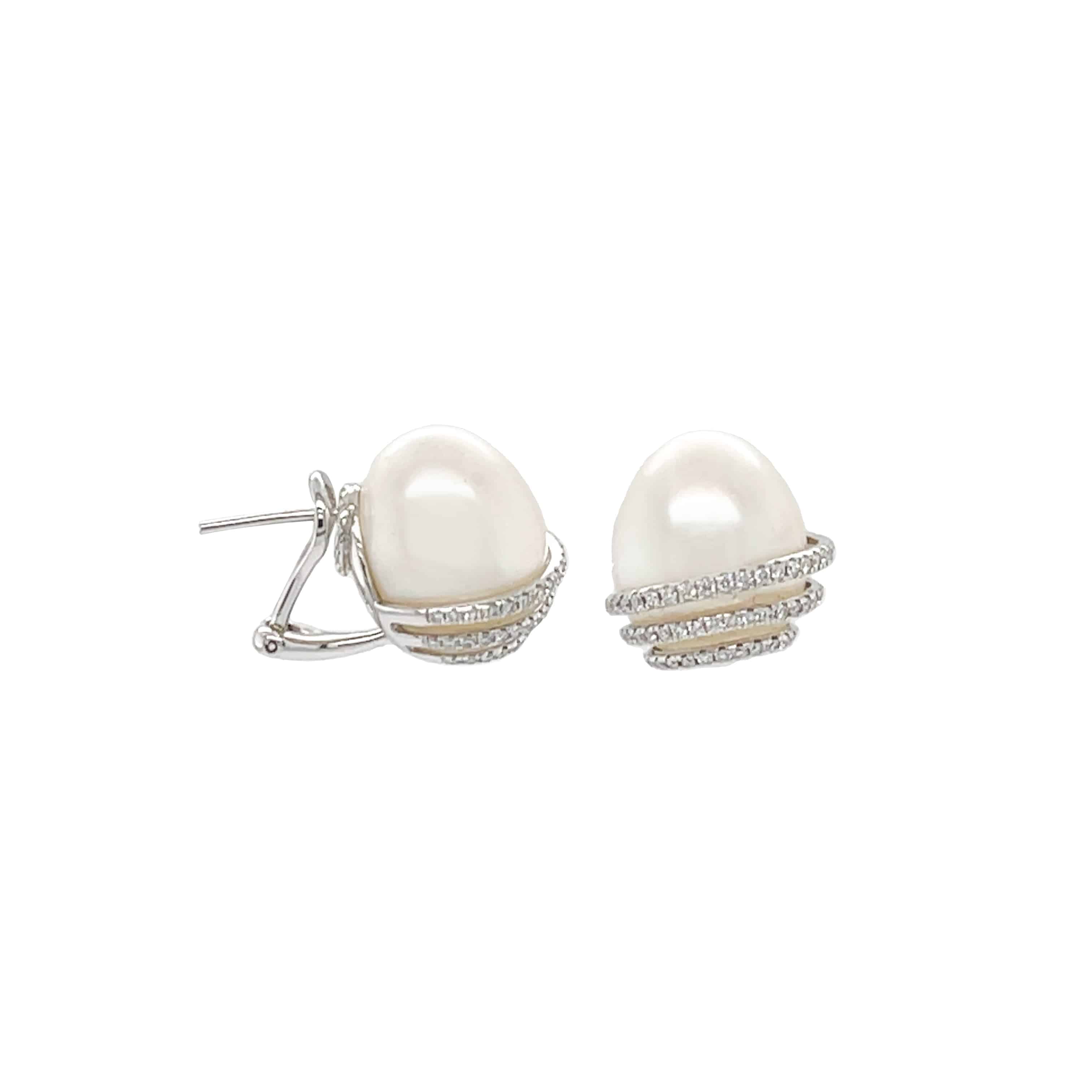 South Sea Pearl & Diamond Earrings - K.S. Sze & Sons