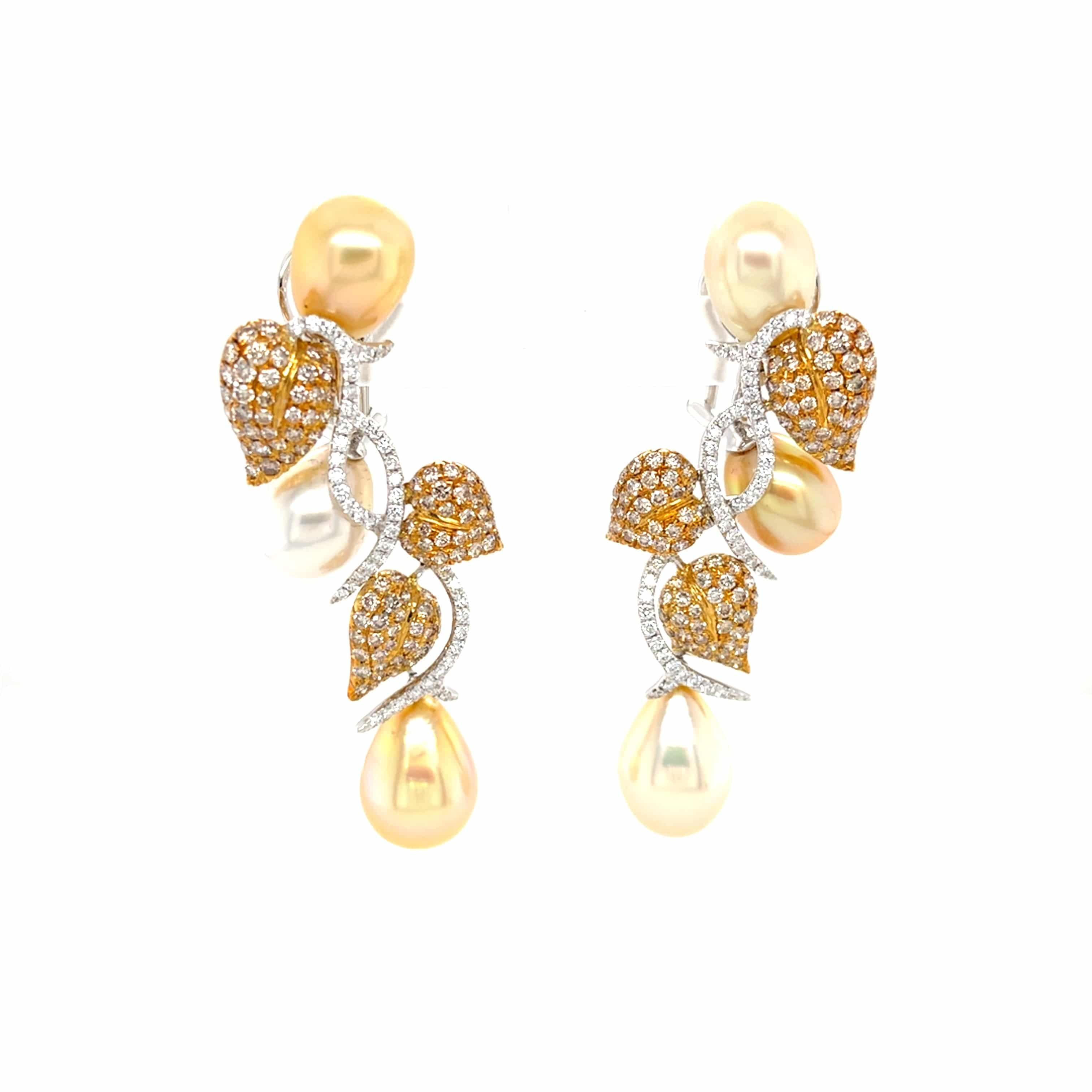 South Sea Pearl & Diamond Earrings - K.S. Sze & Sons