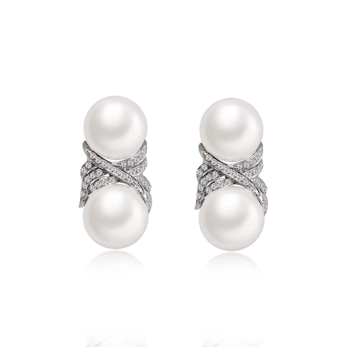 South Sea Pearl & Diamond Earrings - K.S. Sze & Sons