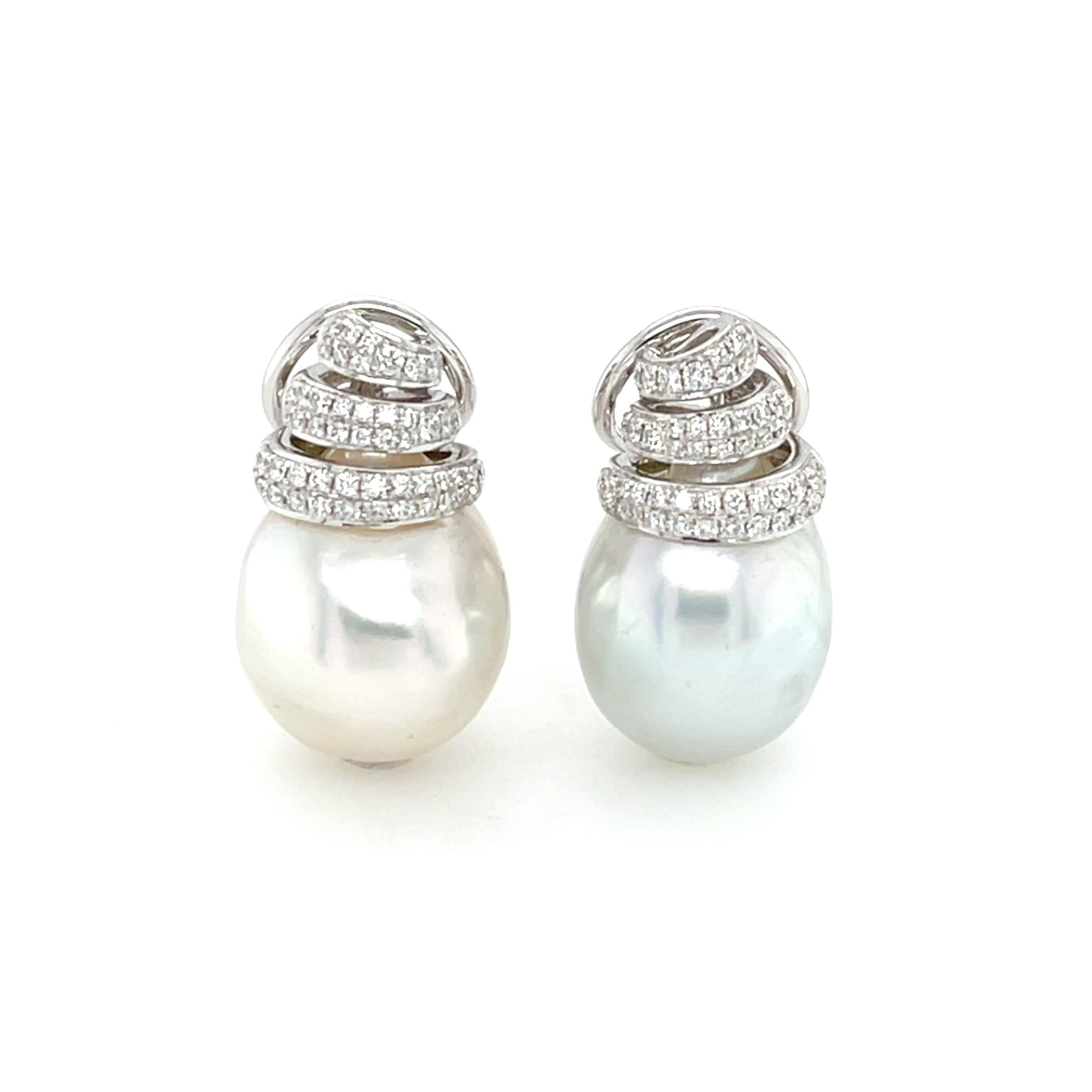 South Sea Pearl & Diamond Earrings - K.S. Sze & Sons