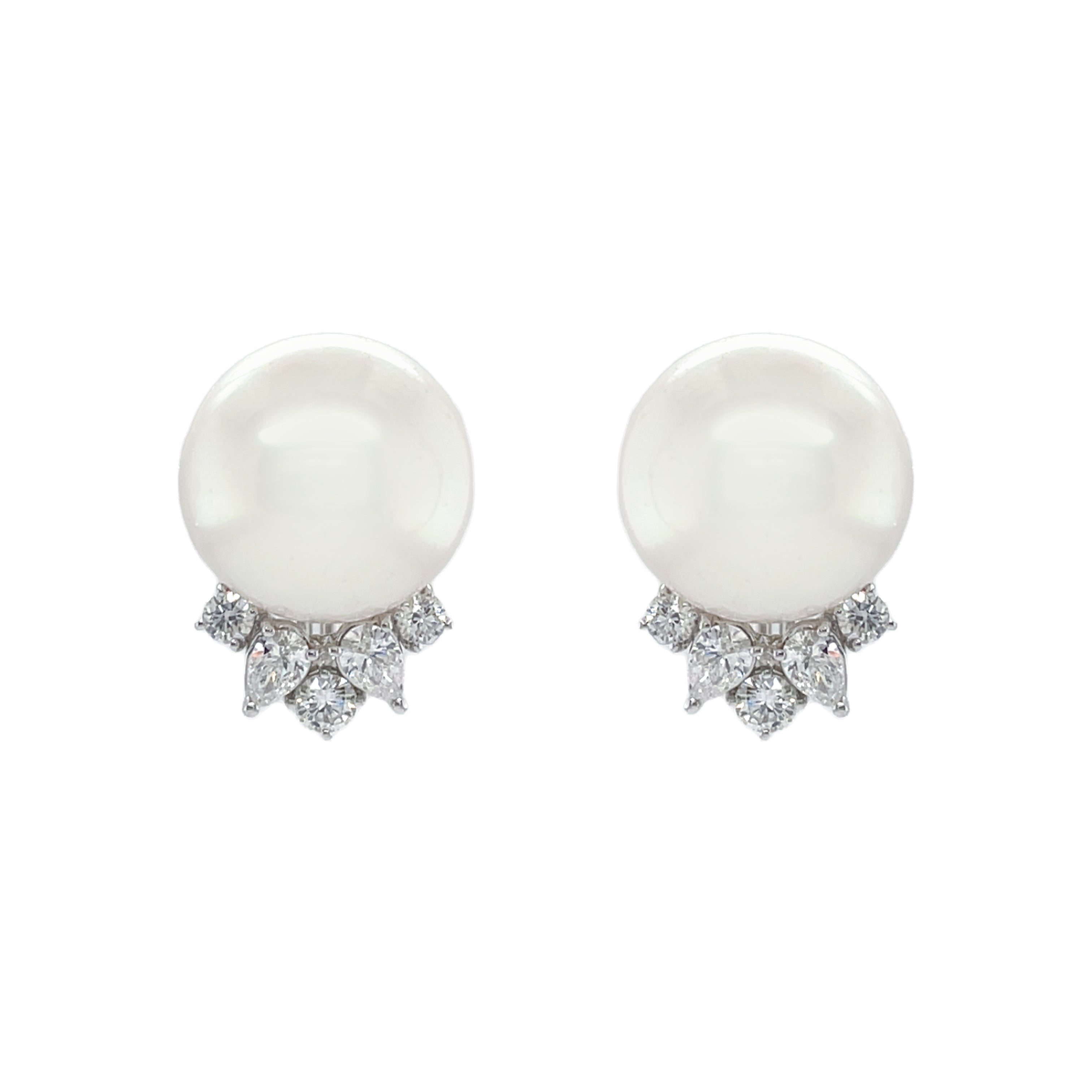 South Sea Pearl & Diamond Earrings - K.S. Sze & Sons