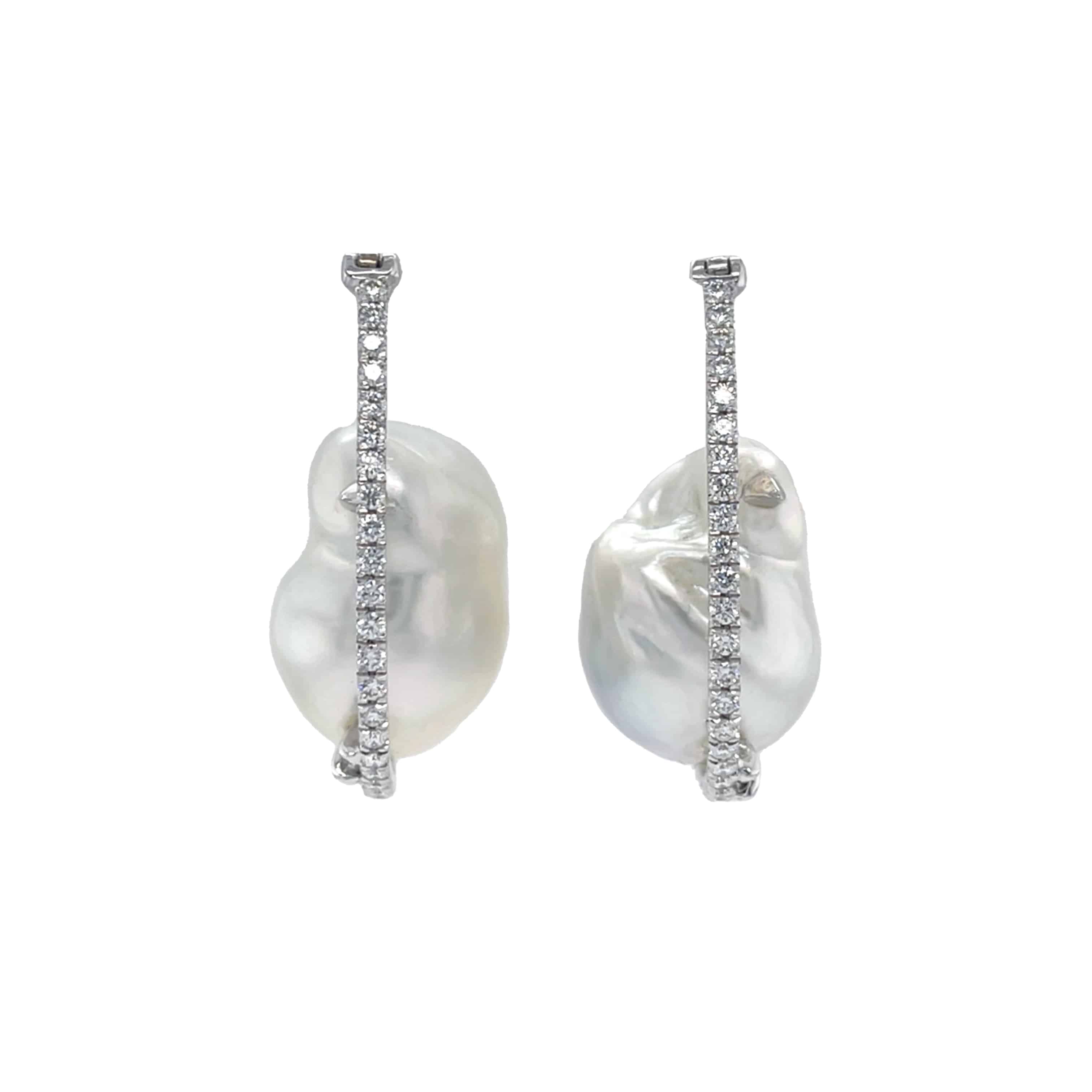 South Sea Pearl & Diamond Earrings - K.S. Sze & Sons