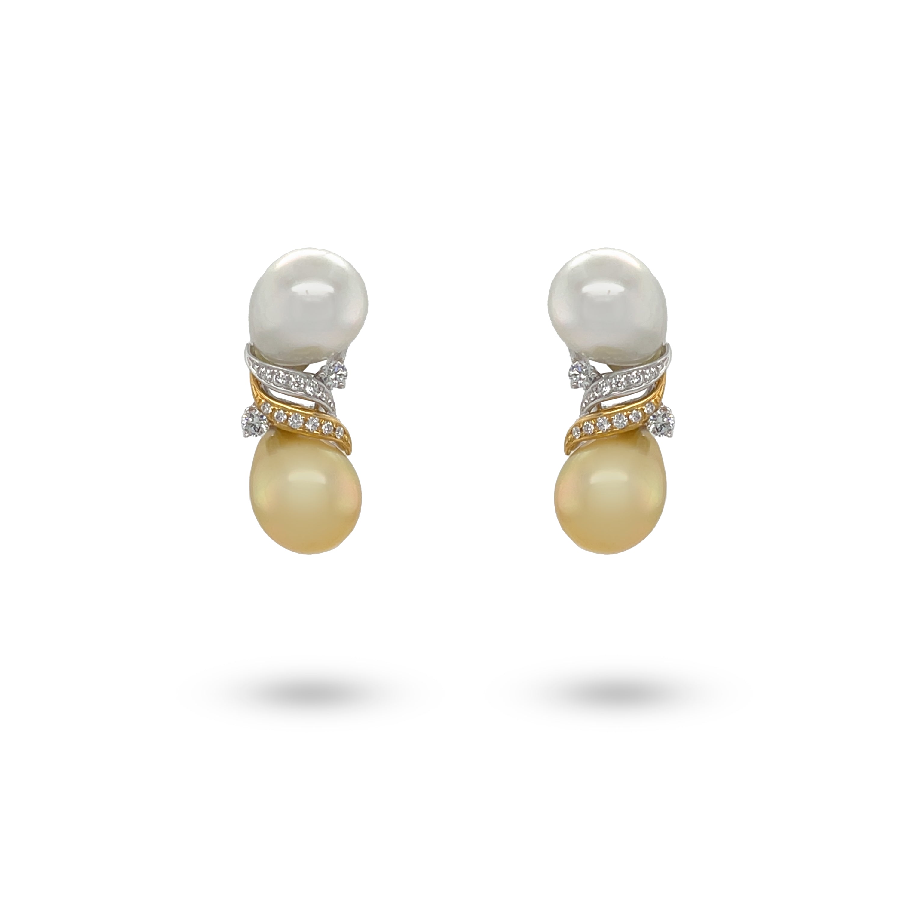 South Sea Pearl & Diamond Earrings - K.S. Sze & Sons