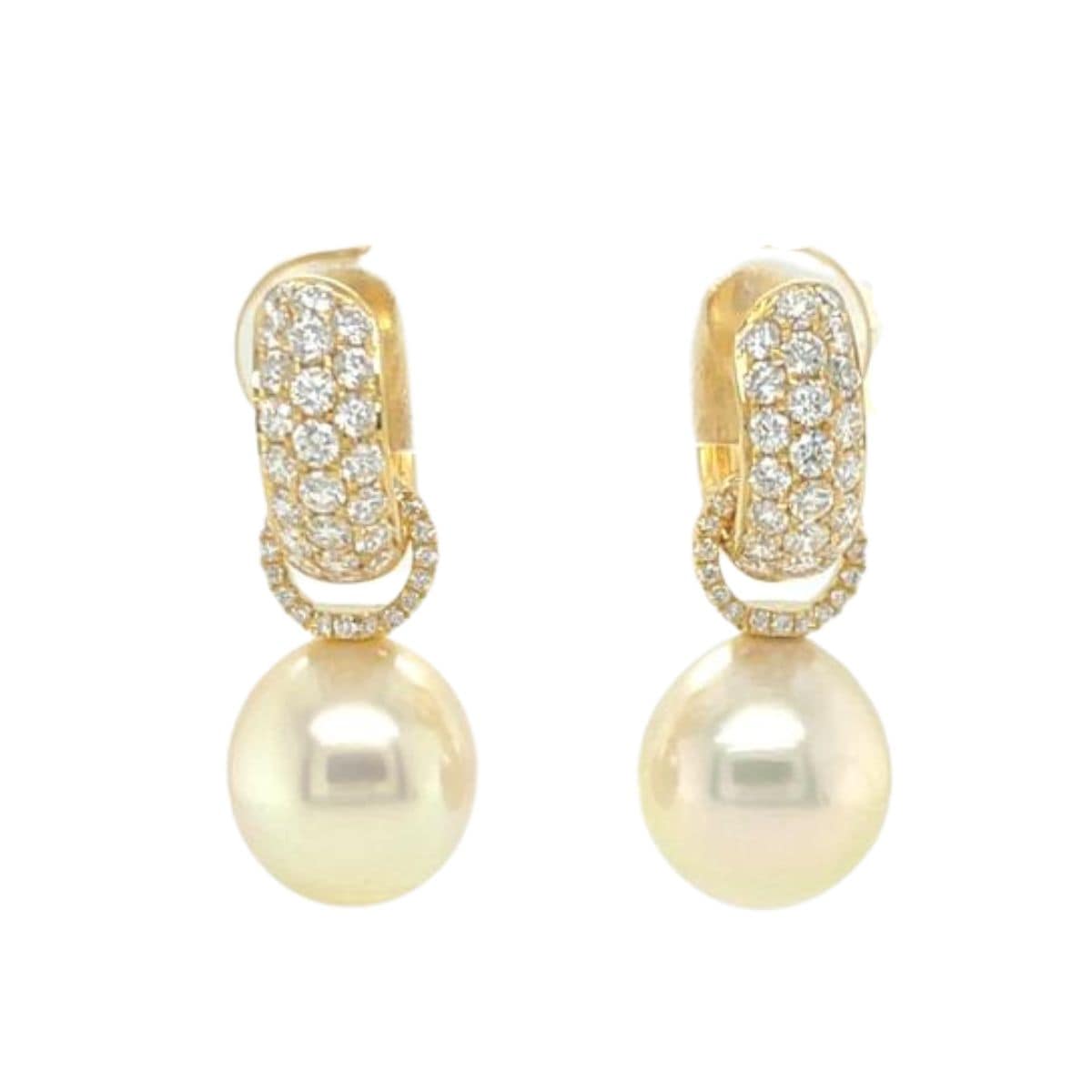 South Sea Pearl & Diamond Earrings - K.S. Sze & Sons