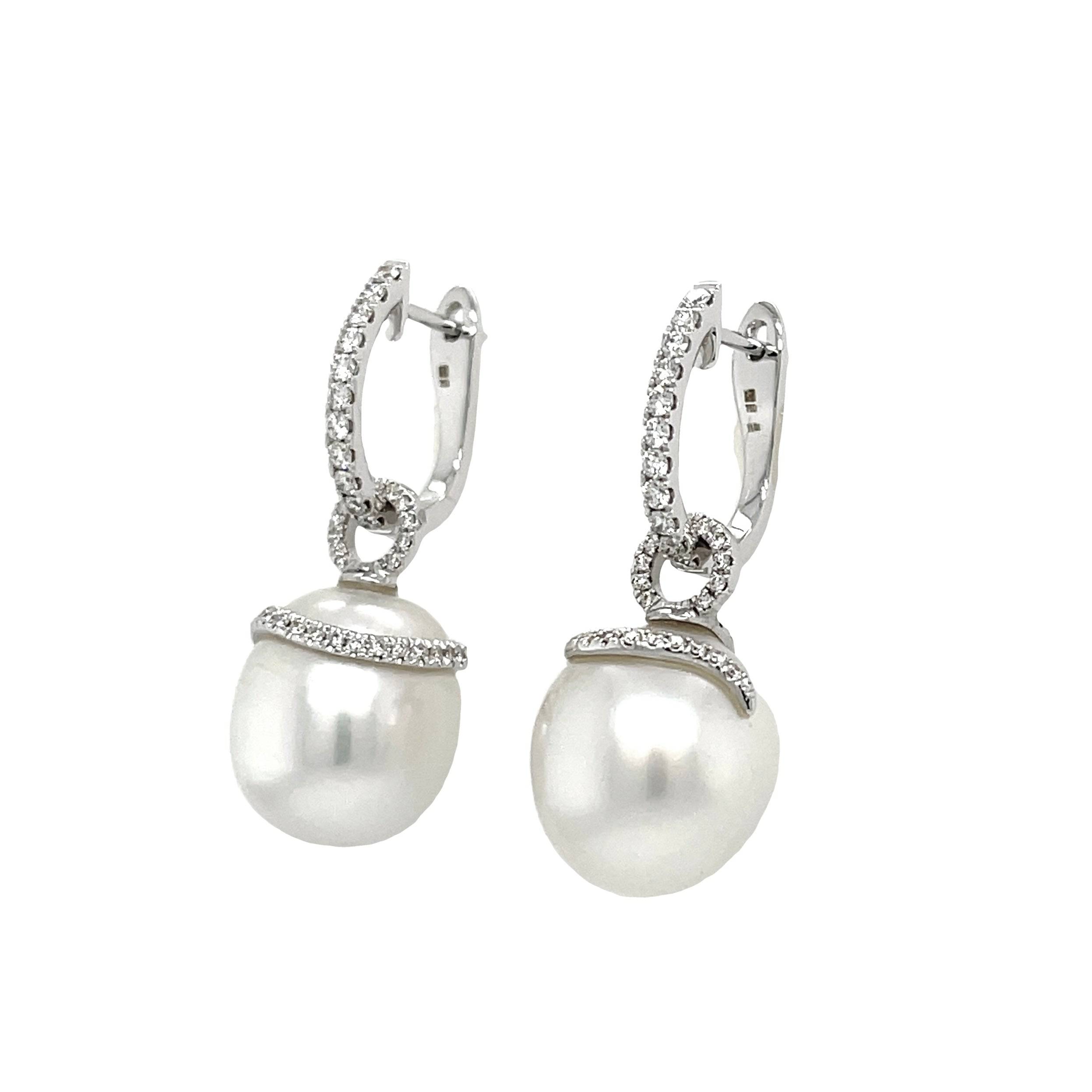 South Sea Pearl & Diamond Earrings - K.S. Sze & Sons