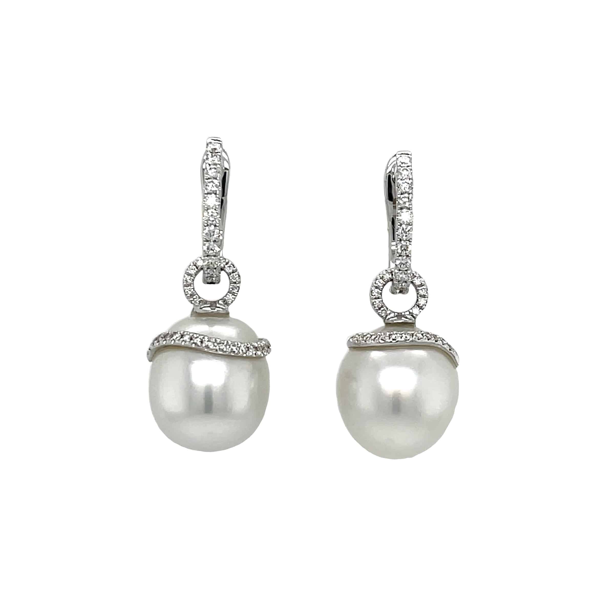 South Sea Pearl & Diamond Earrings - K.S. Sze & Sons