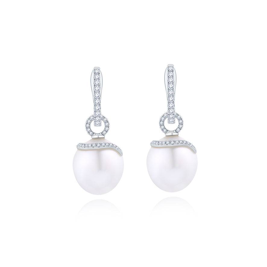 South Sea Pearl & Diamond Earrings - K.S. Sze & Sons