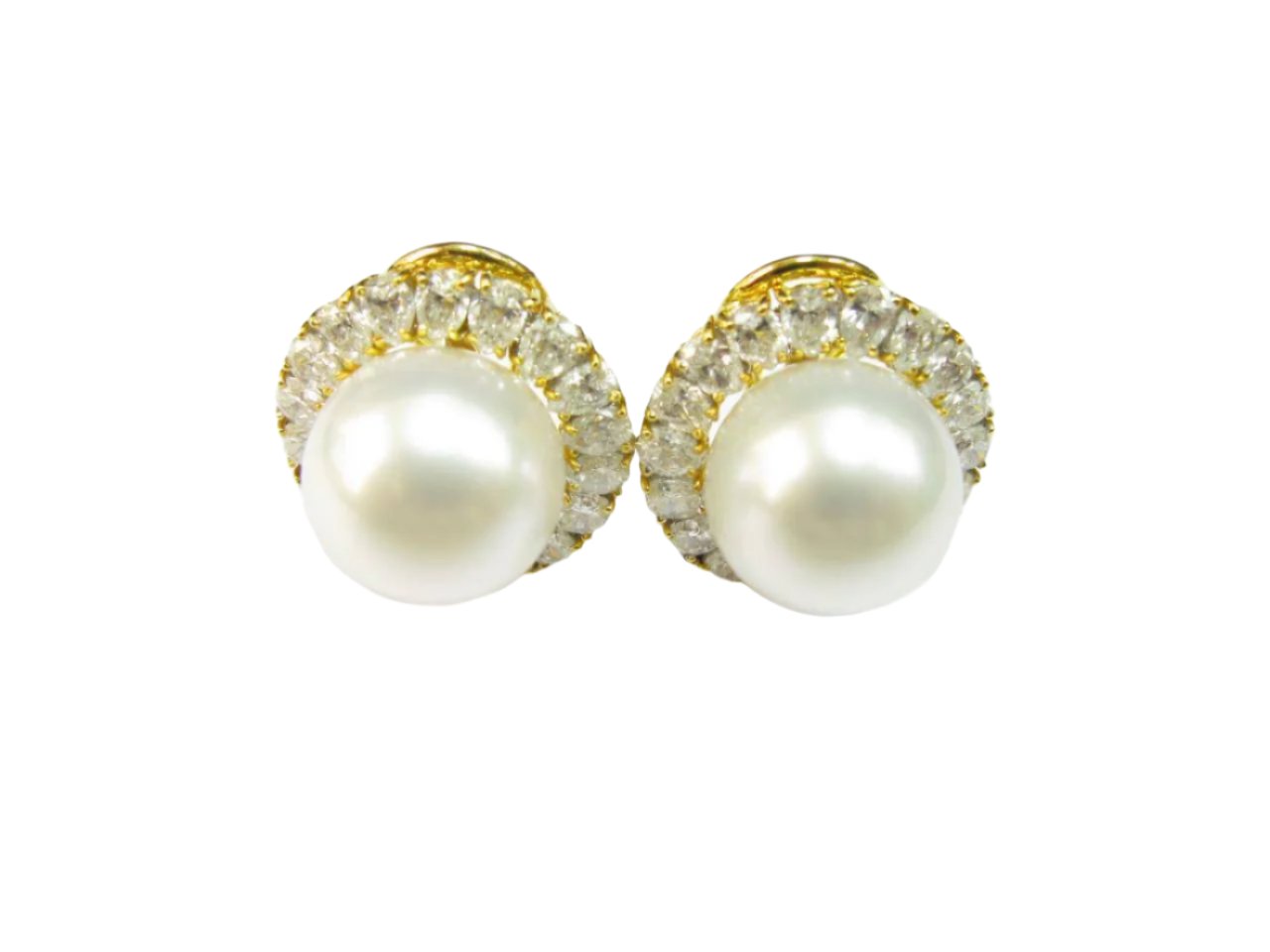 South Sea Pearl & Diamond Earrings - K.S. Sze & Sons