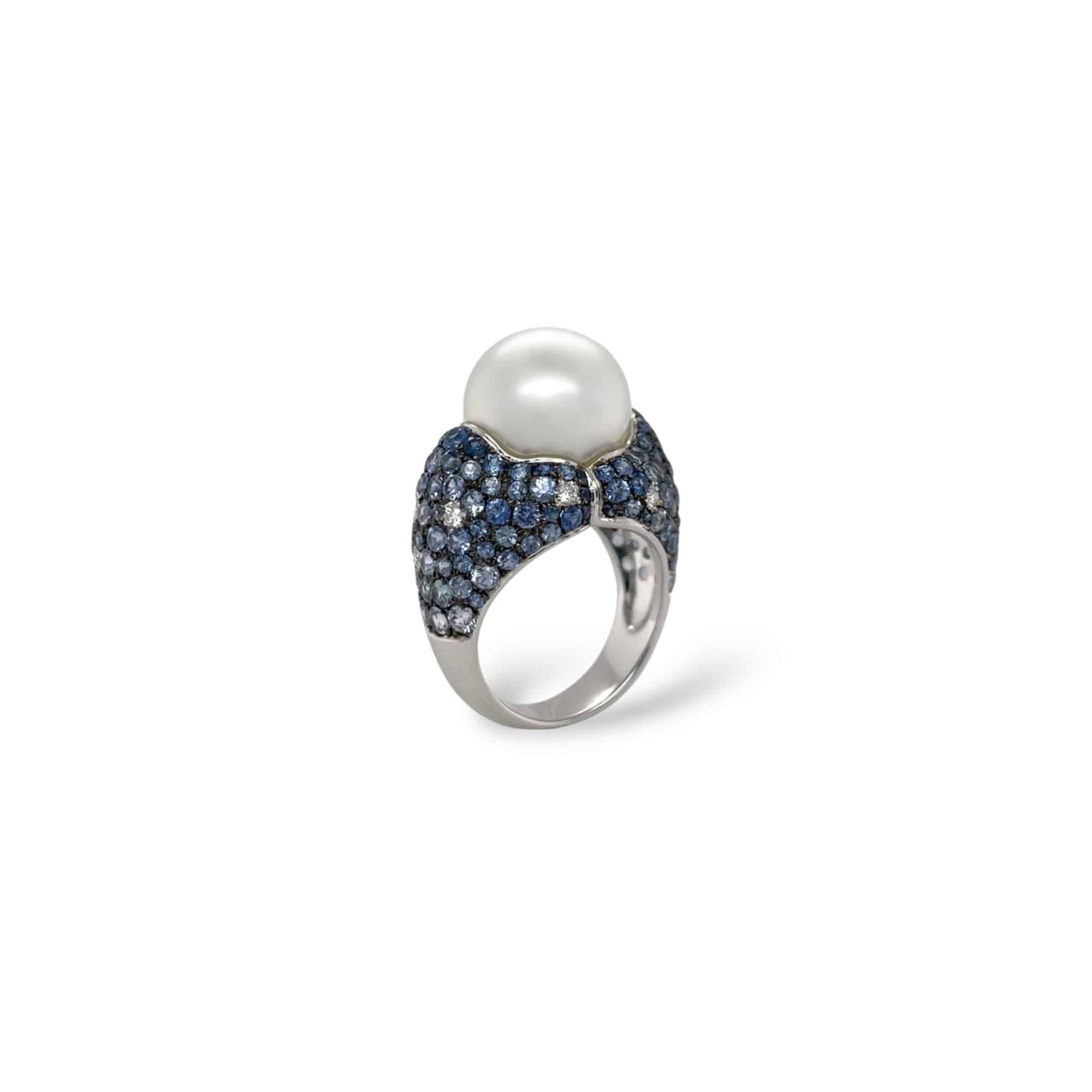 South Sea Pearl, Diamond & Sapphire Ring - K.S. Sze & Sons