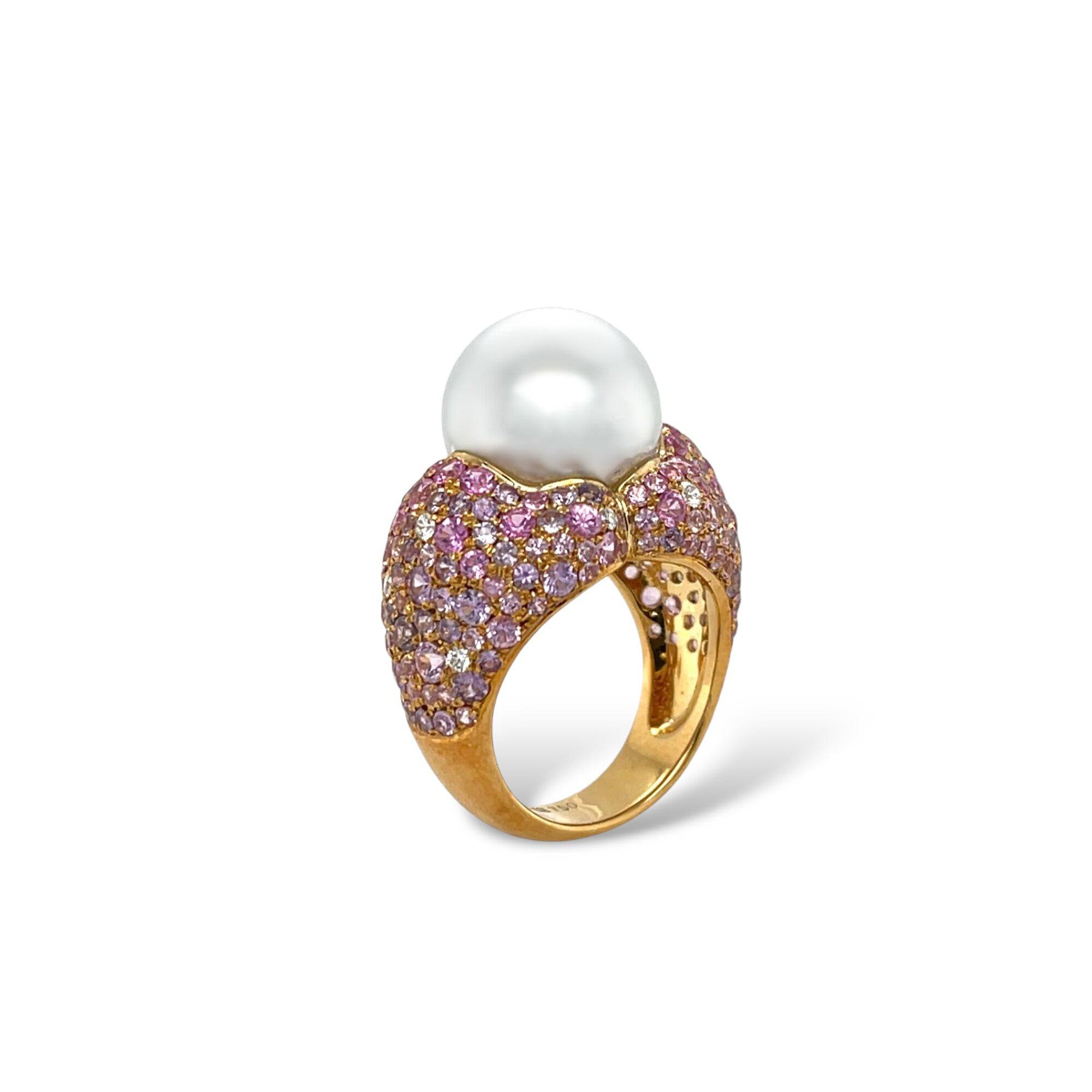 South Sea Pearl, Diamond & Sapphire Ring