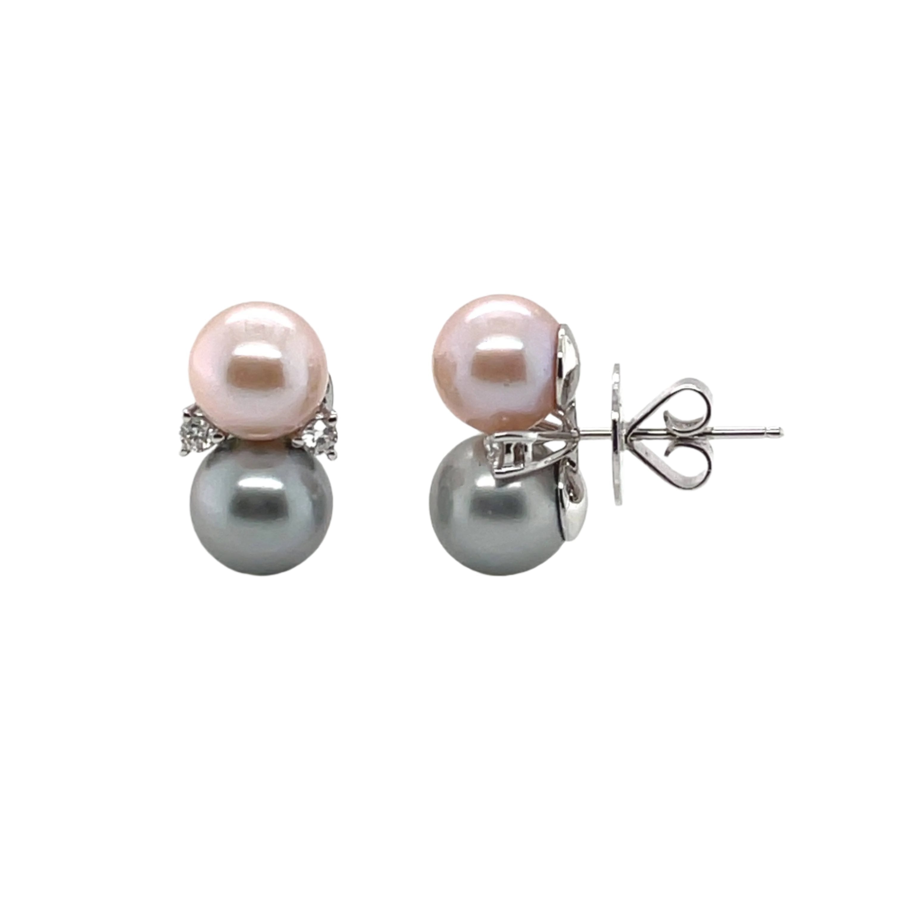 South Sea Pearl, Freshwater Pearl & Diamond Earrings - K.S. Sze & Sons