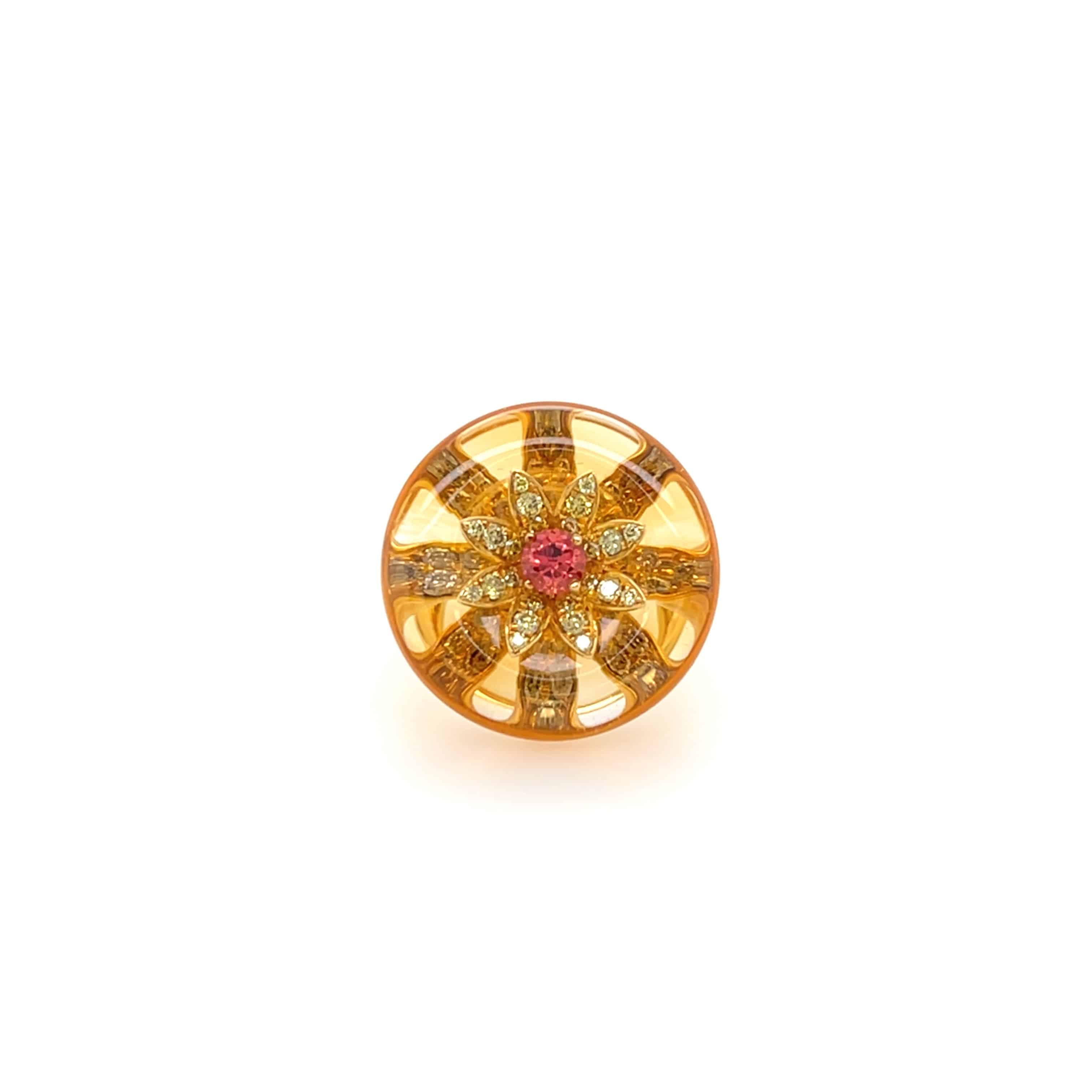 Spinel, Citrine & Diamond Flora Ring - K.S. Sze & Sons