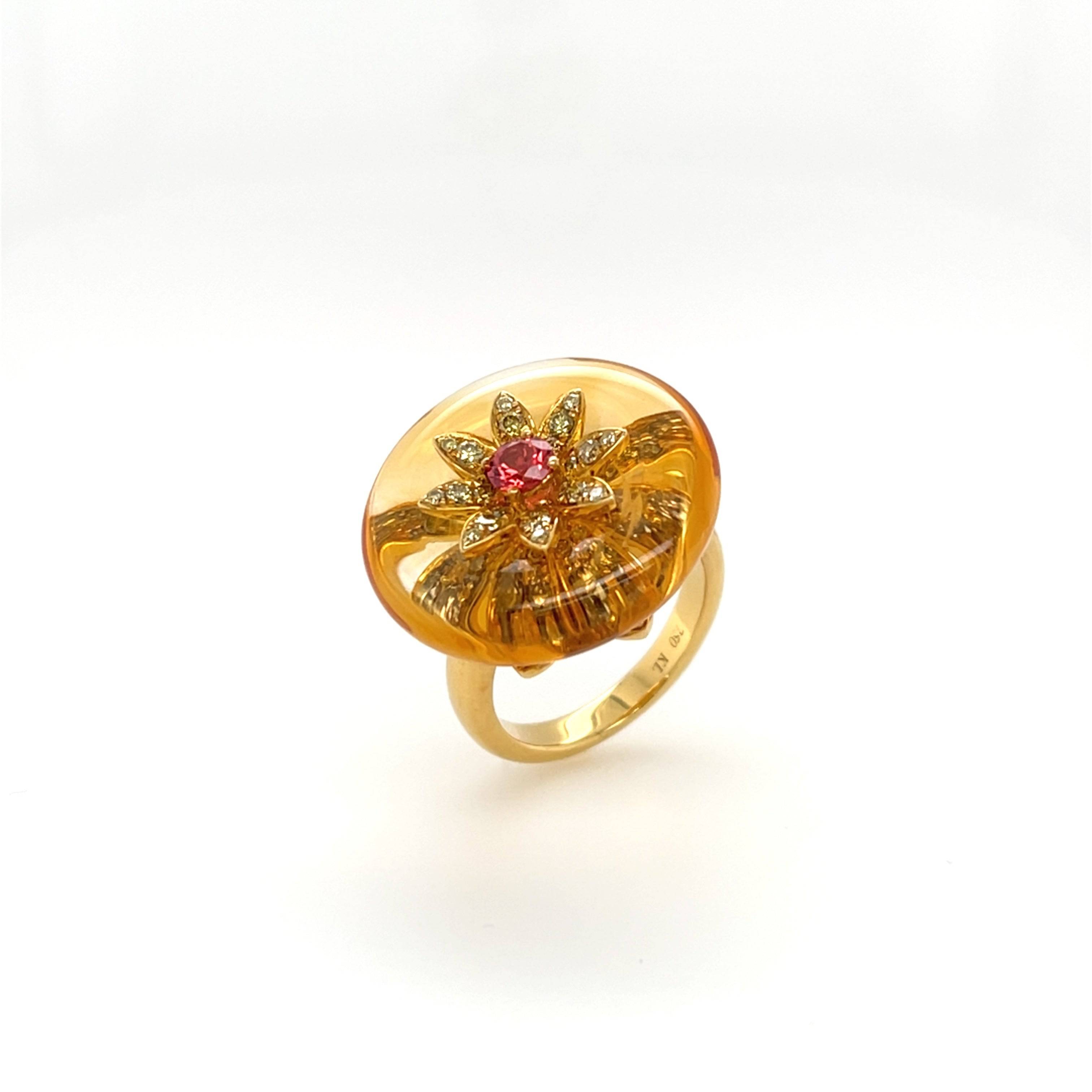 Spinel, Citrine & Diamond Flora Ring - K.S. Sze & Sons