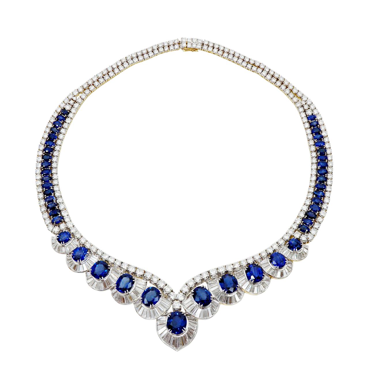 Heated Burma Sapphire And Diamond Necklace  - K.S. Sze & Sons