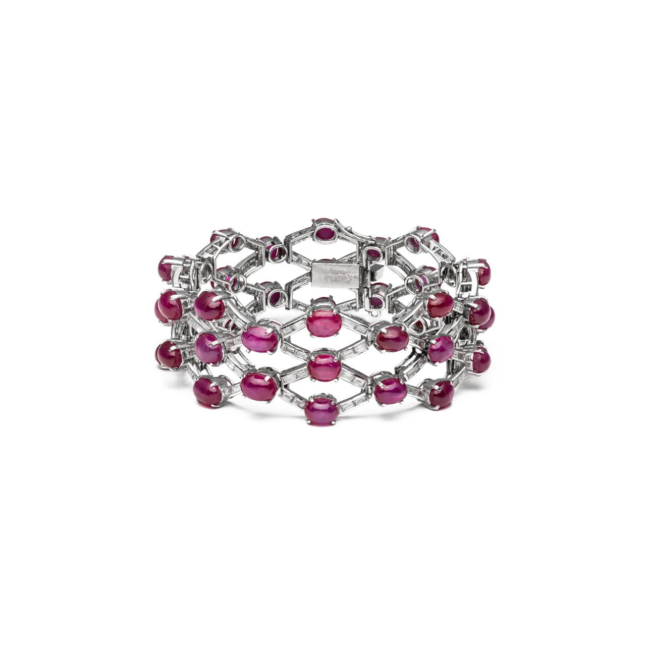 Platinum Star Ruby & Diamond Lattice Bracelet  - K.S. Sze & Sons