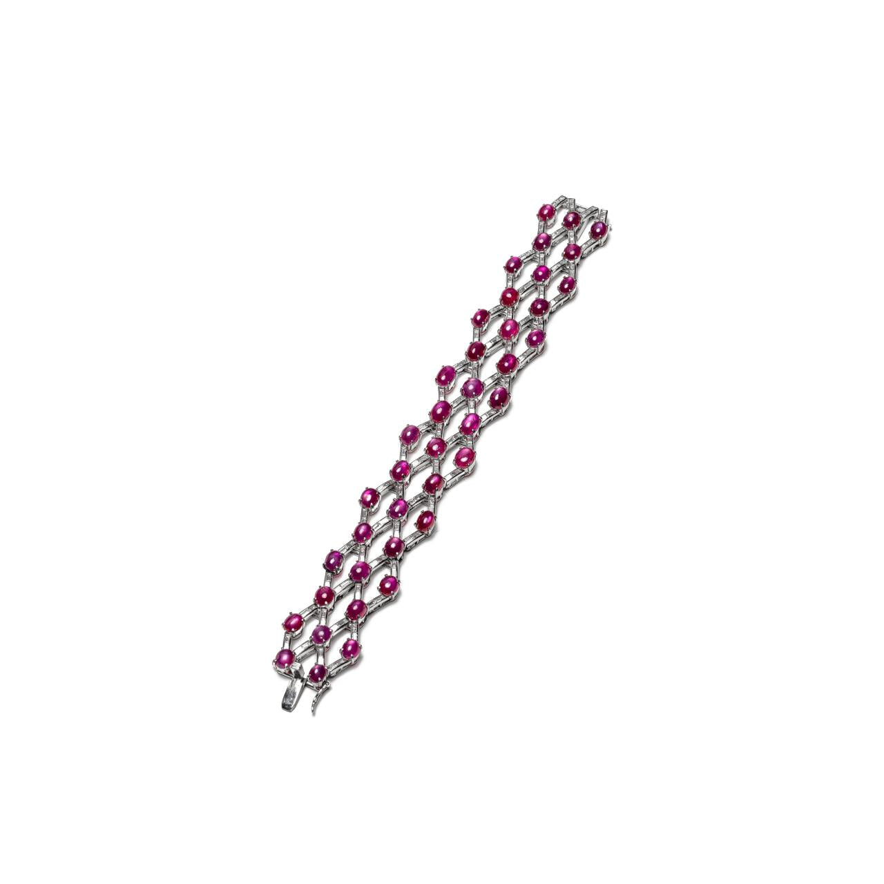 Platinum Star Ruby & Diamond Lattice Bracelet  - K.S. Sze & Sons