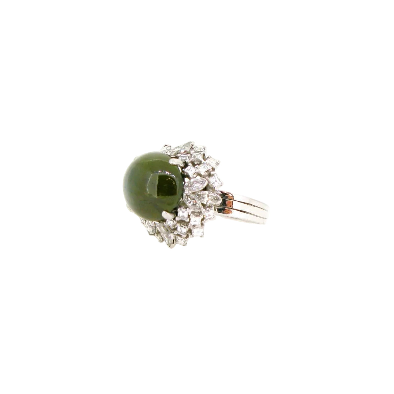 Unheated Cabochon Cat's Eye & Diamond Ring (GRS Certificate) - K.S. Sze & Sons