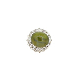 Unheated Cabochon Cat's Eye & Diamond Ring (GRS Certificate)