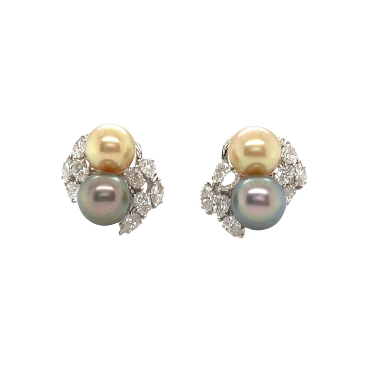 South Sea Pearl & Diamond Earrings - K.S. Sze & Sons