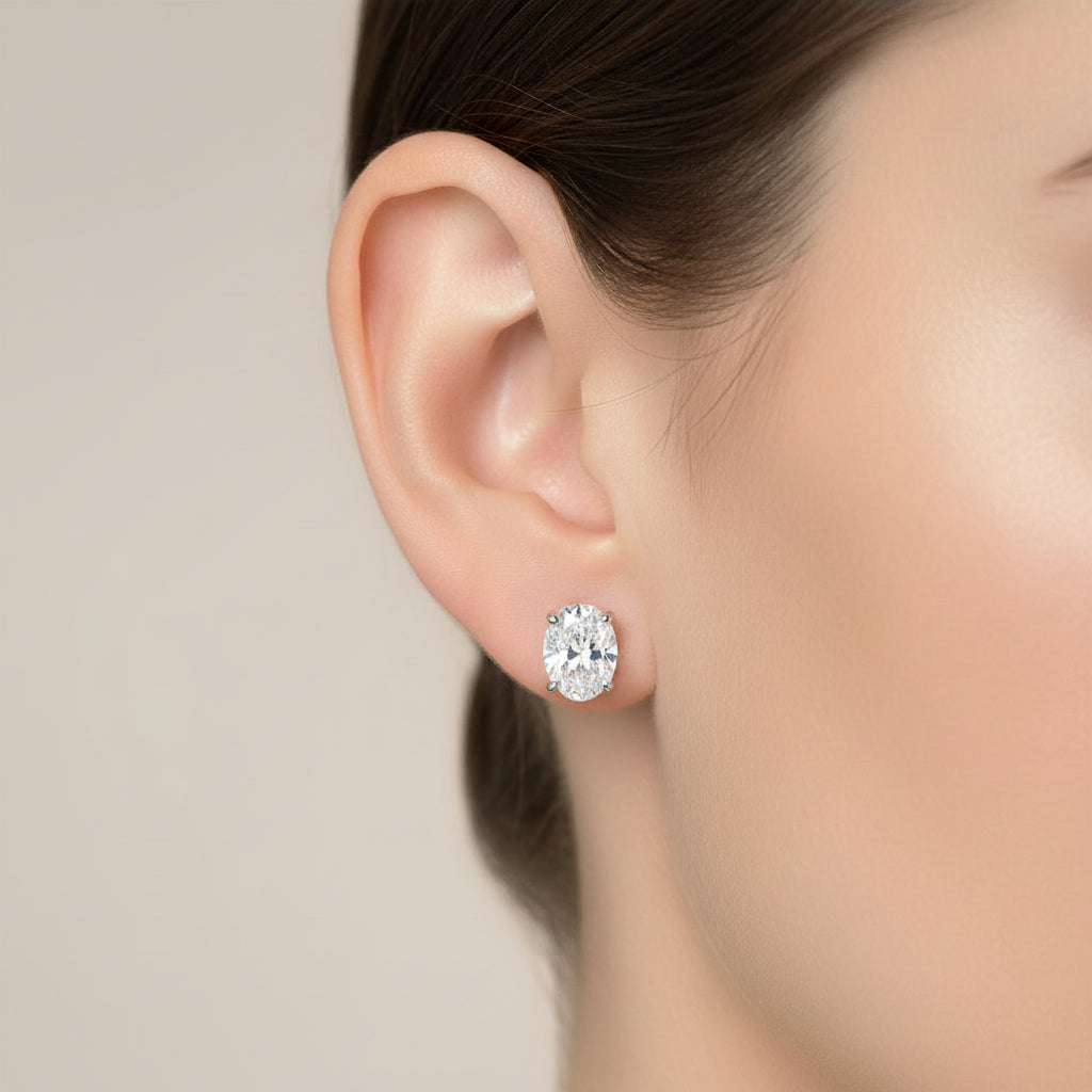 Oval Diamond Earrings