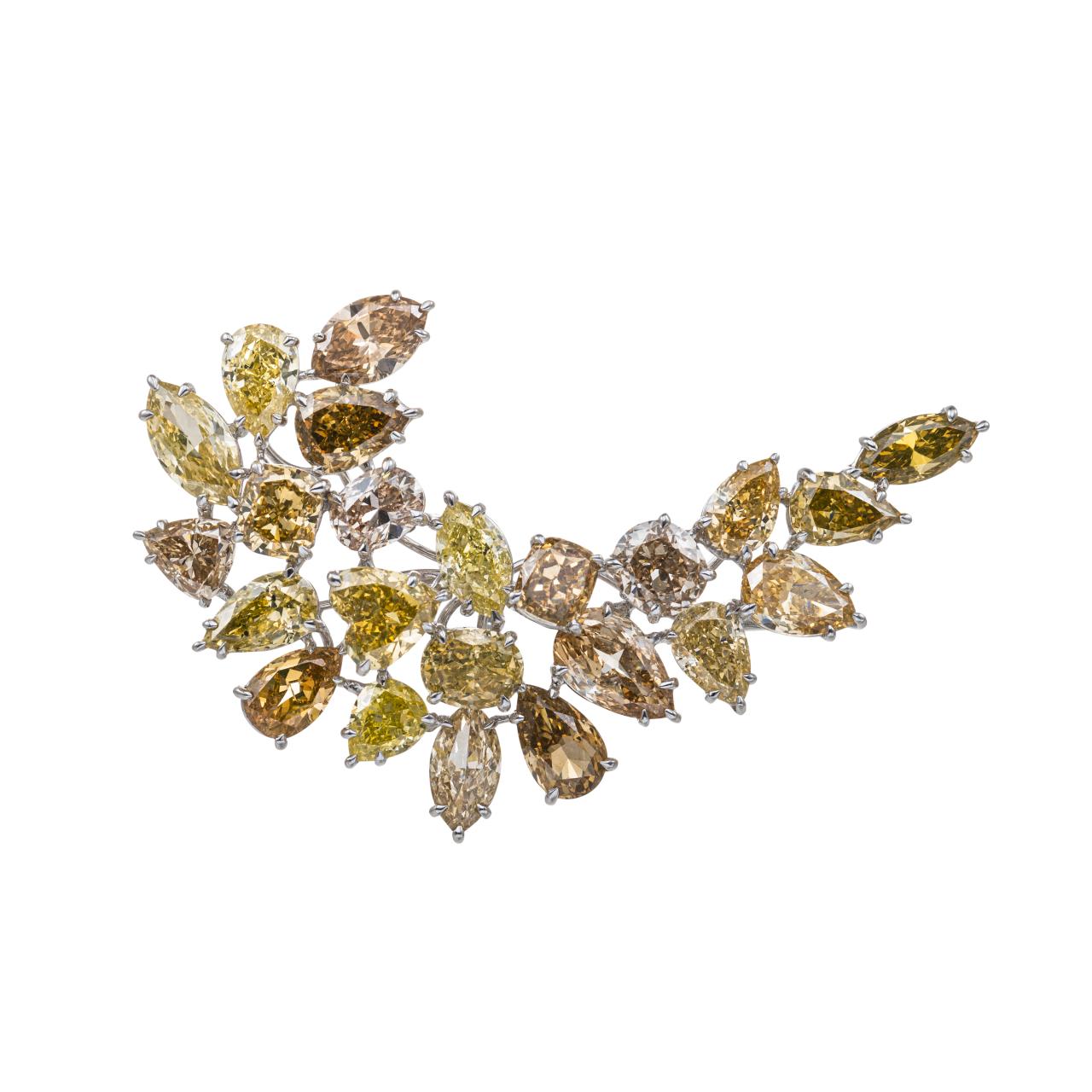 Fancy Shaped Diamond Brooch - K.S. Sze & Sons