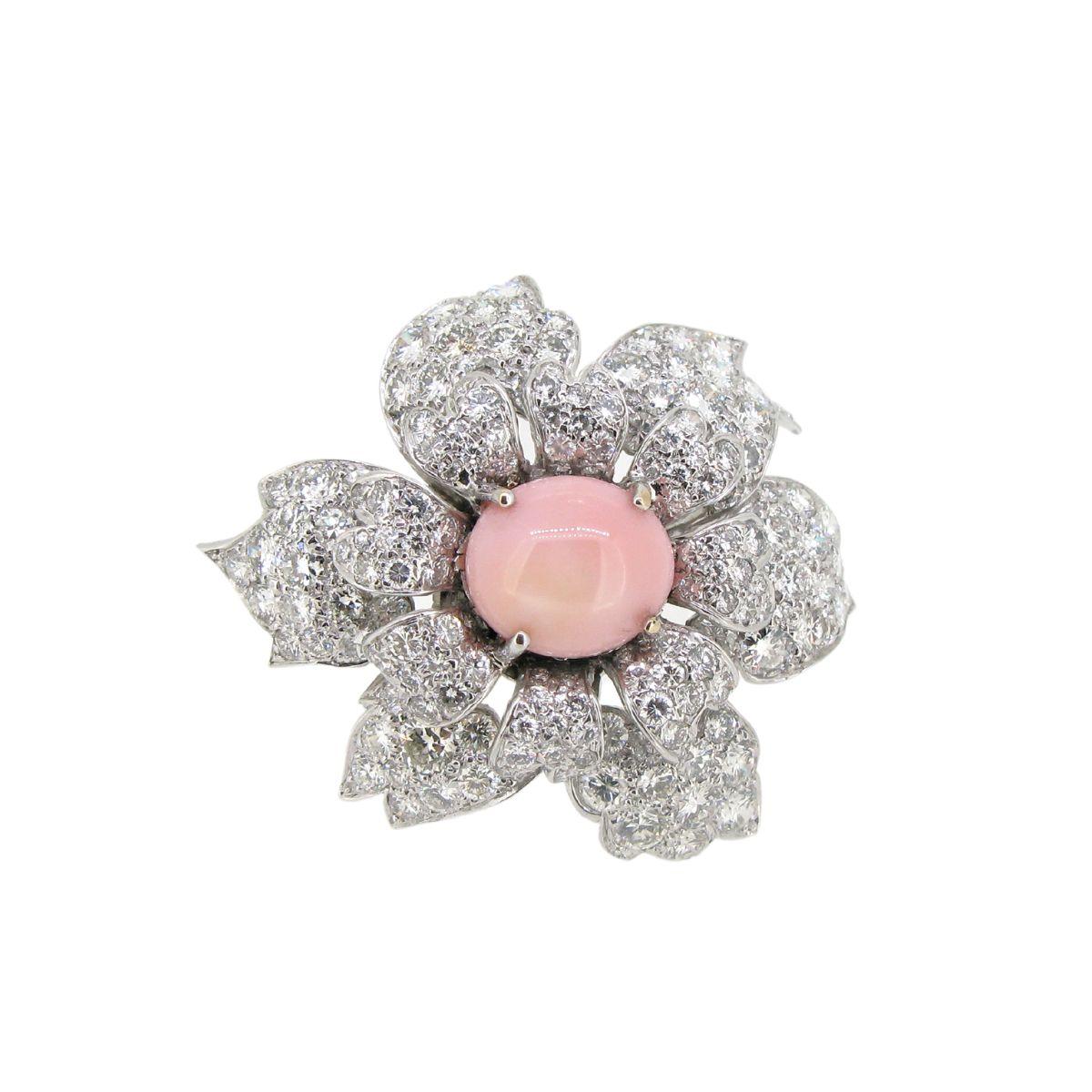 Conch Pearl & Diamond Brooch