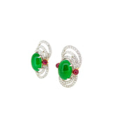 Harmony Jadeite, Ruby Diamond Earrings - K.S. Sze & Sons