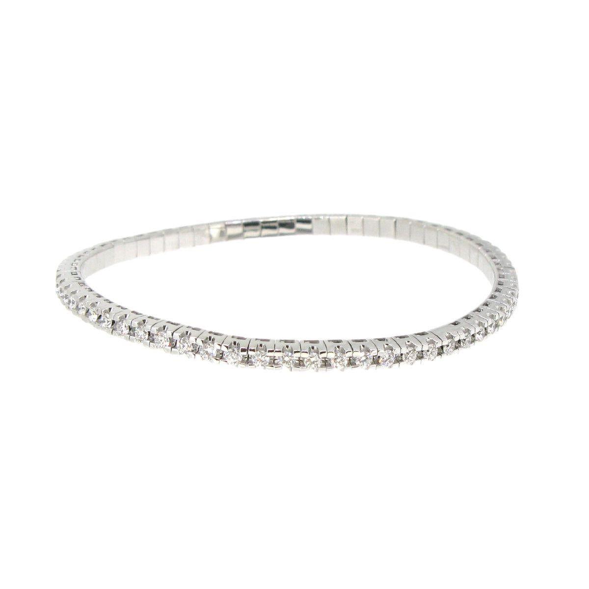 Stretchable White Gold Diamond Bracelet - K.S. Sze & Sons