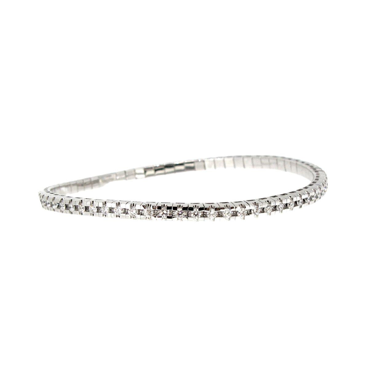 Stretchable White Gold Diamond Bracelet - K.S. Sze & Sons