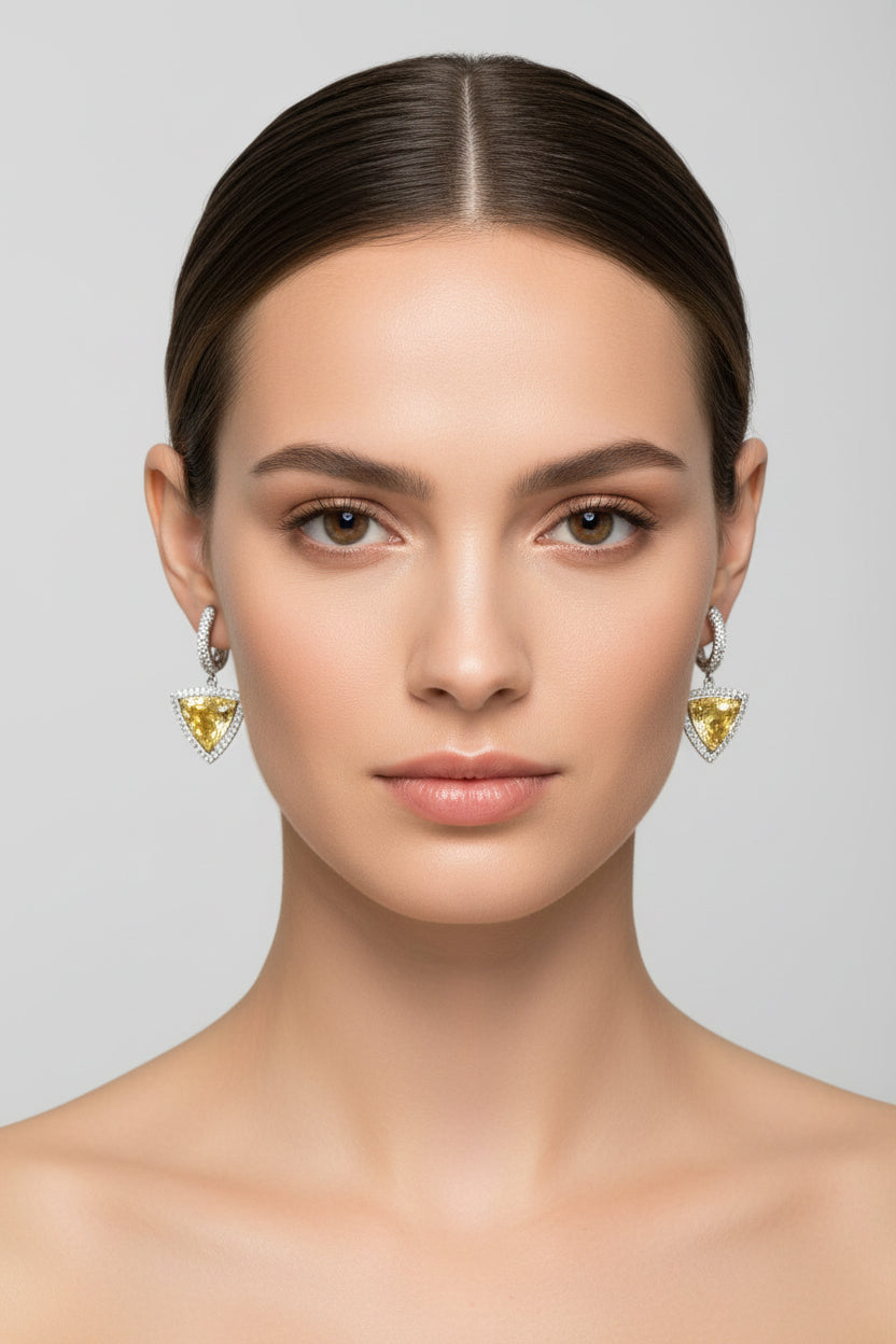 Yellow & White Diamond Earrings