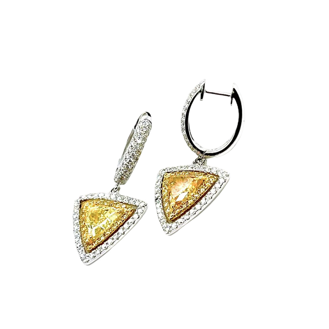 Yellow & White Diamond Earrings - K.S. Sze & Sons