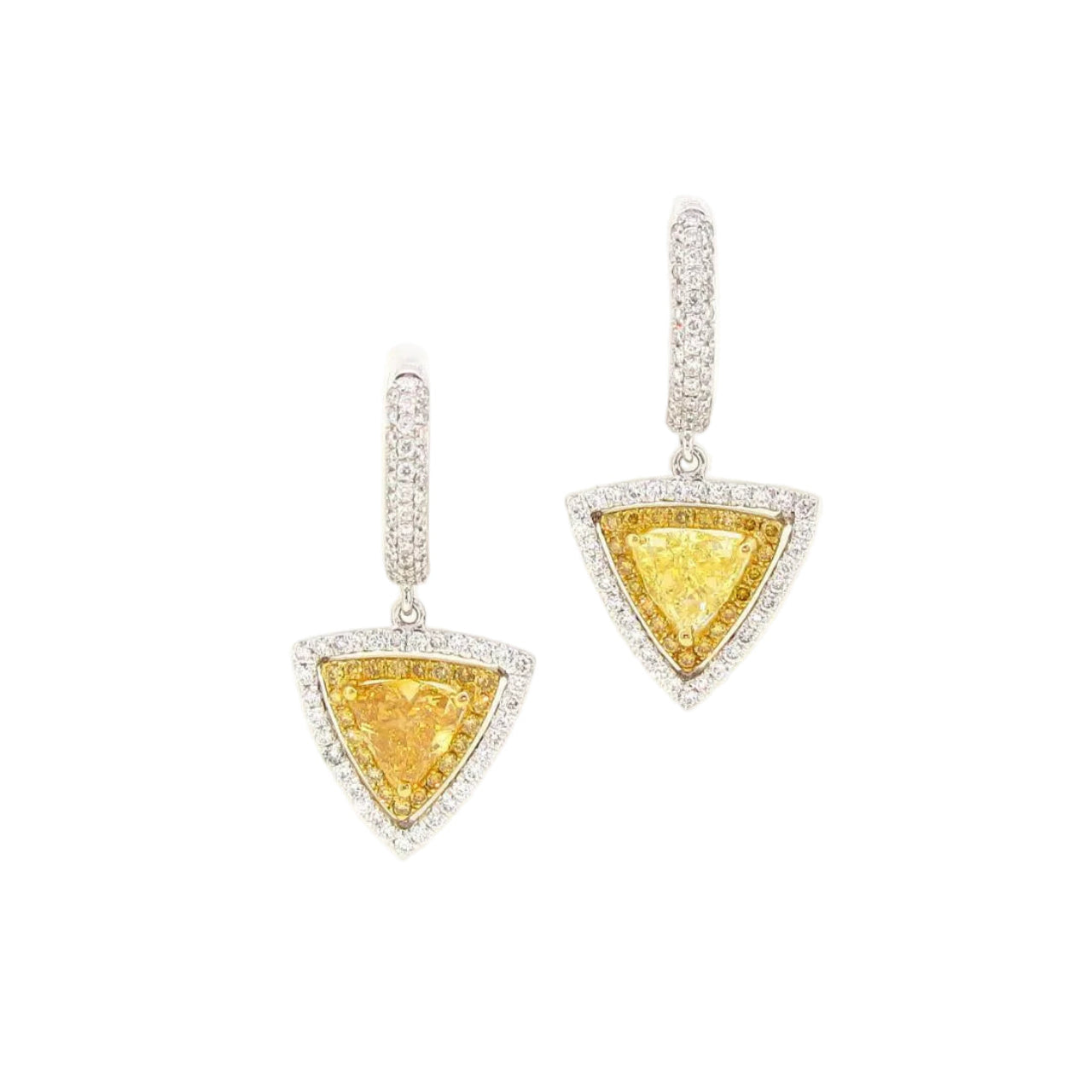 Yellow & White Diamond Earrings - K.S. Sze & Sons