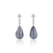Tahitian Baroque Pearl & Diamond Dangles