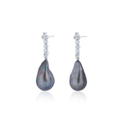 Tahitian Baroque Pearl & Diamond Dangles