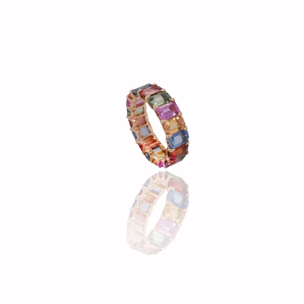 Emerald Cut Multi Color Sapphire Ring - K.S. Sze & Sons