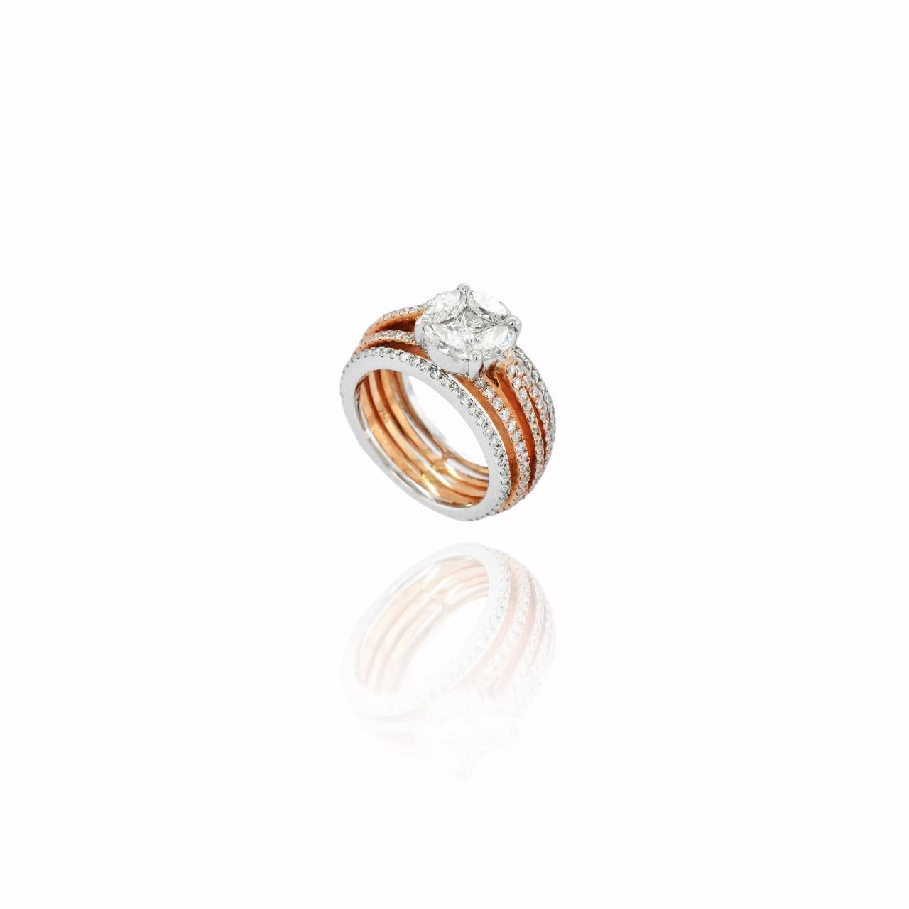 Multi Bands Illusion Diamond Ring - K.S. Sze & Sons