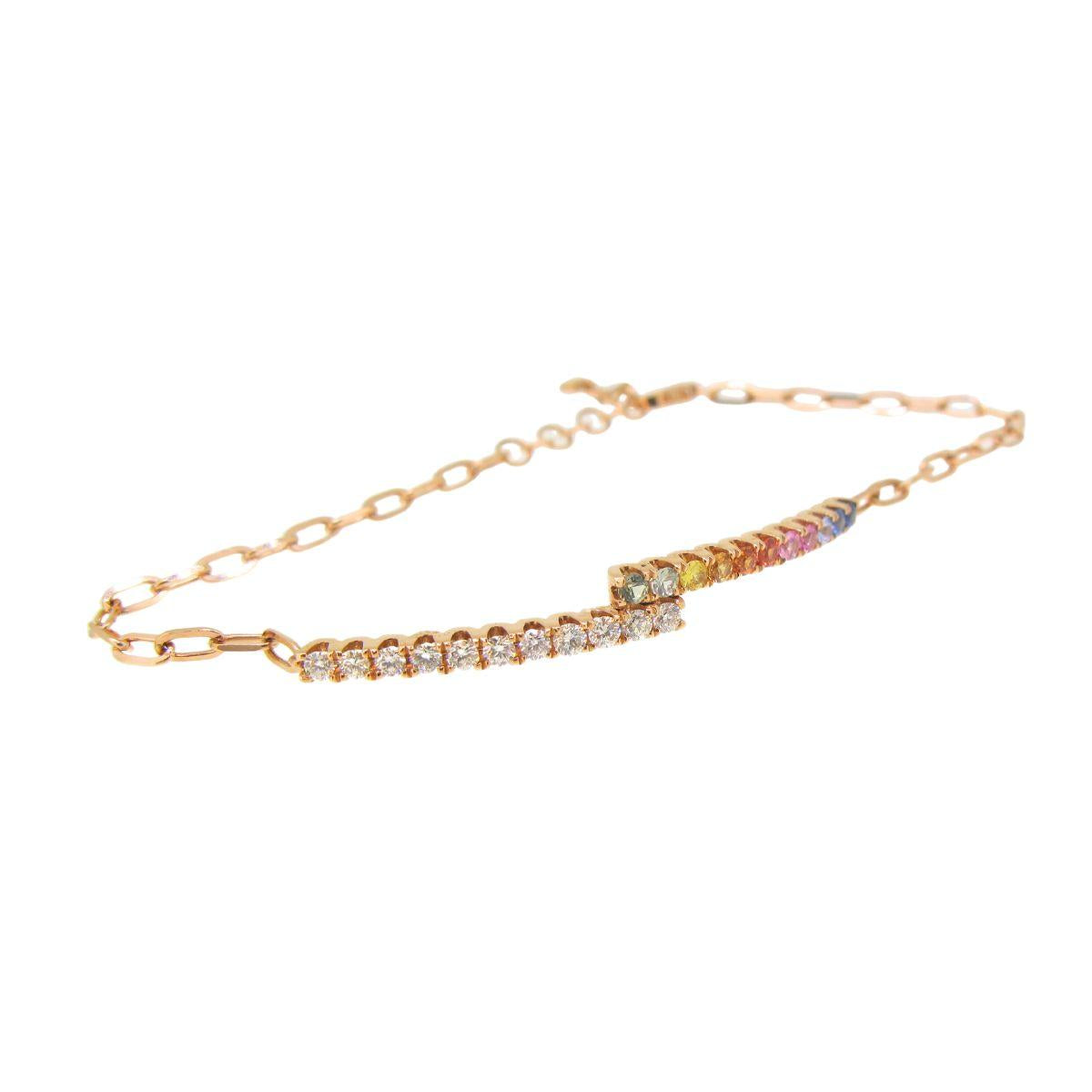 White Diamond & Multicolored Sapphire Bracelet