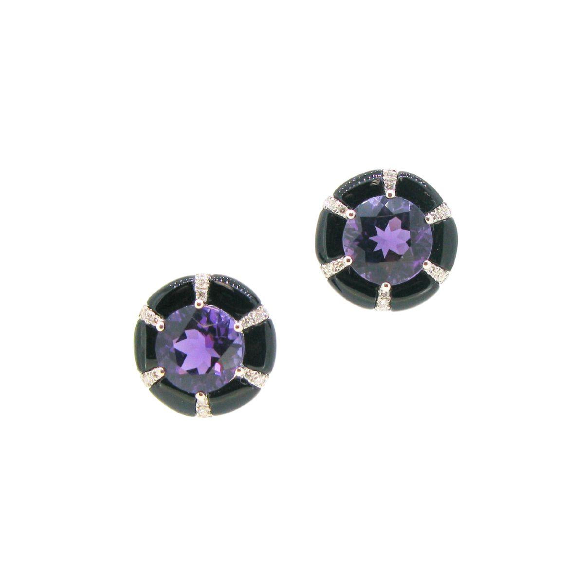 Amethyst & Agate Diamond Earrings