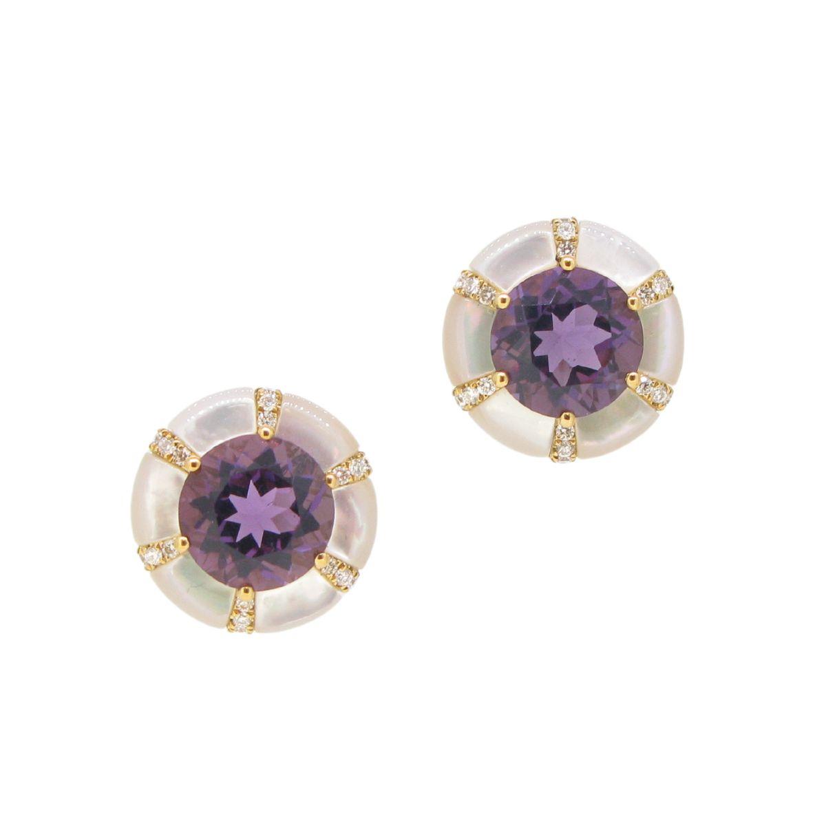 Amethyst & Mother of Pearl Diamond Earrings - K.S. Sze & Sons