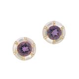 Amethyst & Mother of Pearl Diamond Earrings