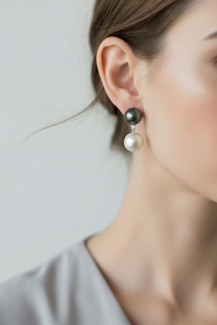 Diamond Pearl Earrings