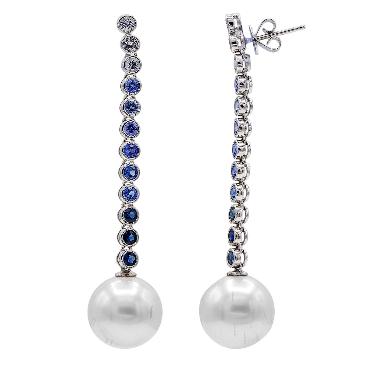 Sapphire Pearl Long Earrings - K.S. Sze & Sons