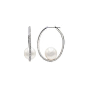 Diamond Pearl Hoop Earrings - K.S. Sze & Sons