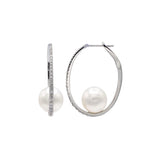 Diamond Pearl Hoop Earrings