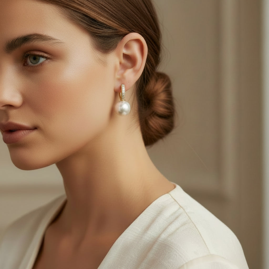 Diamond Pearl Earrings