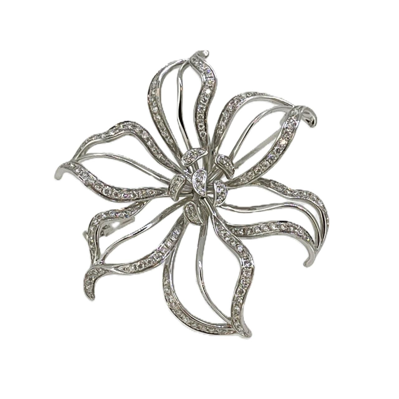 Diamond Floral Brooch
