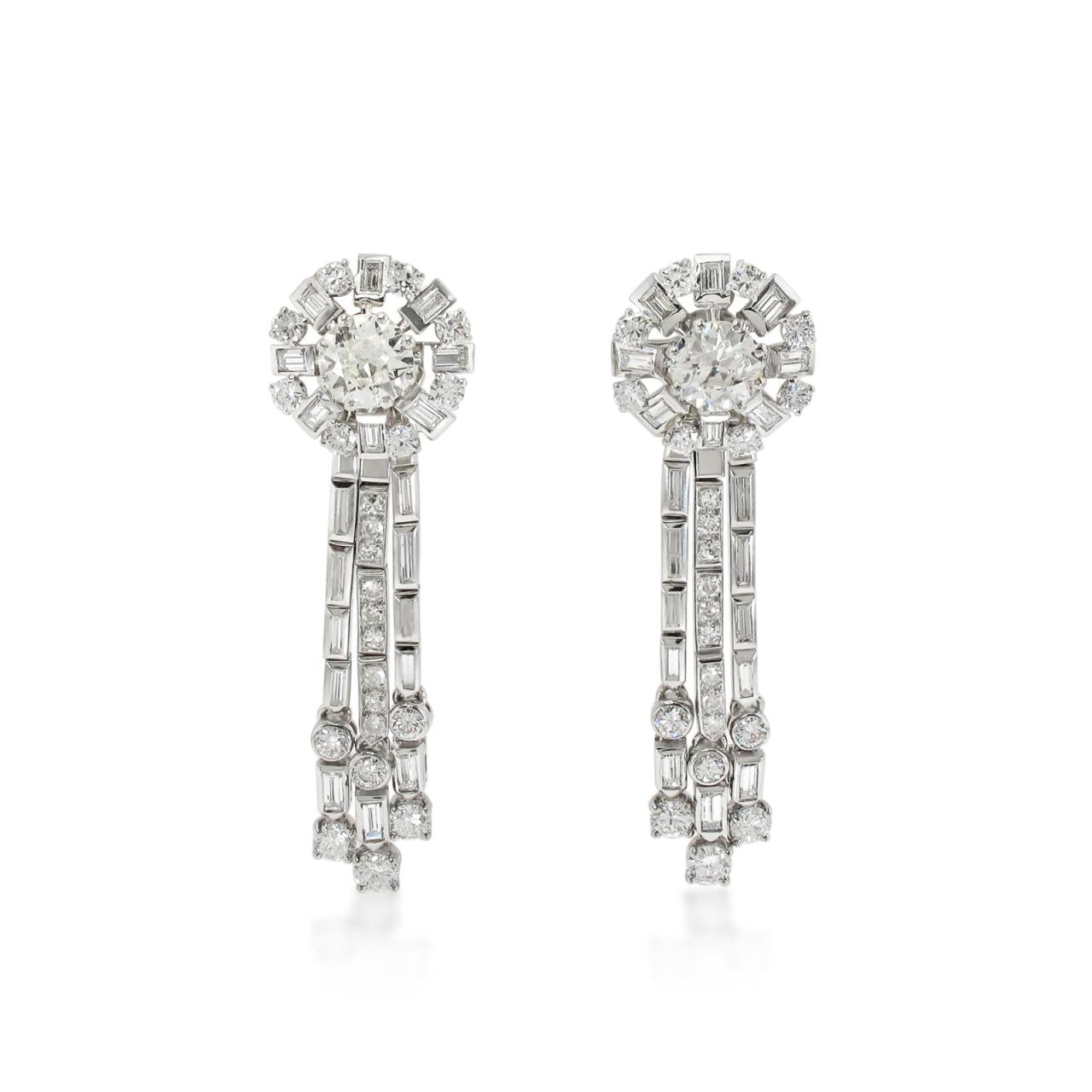 Platinum & 18K Gold Diamond Earrings