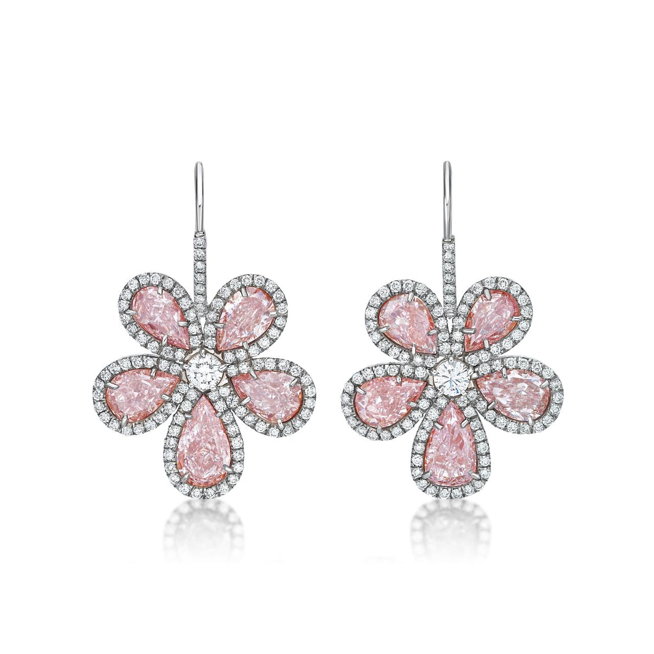 Pair Of Pink Diamond Earrings  - K.S. Sze & Sons