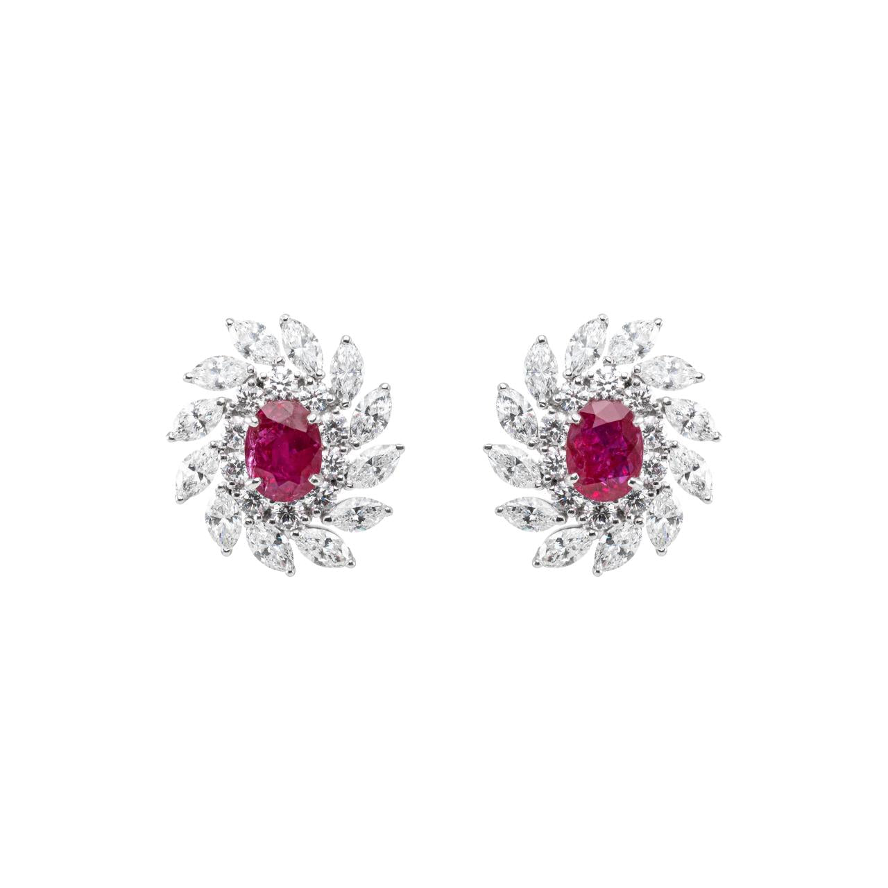 Unheated Burma Ruby Necklace and Earrings - K.S. Sze & Sons