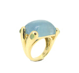18K Yellow Gold Aquamarine & Peridot Ring